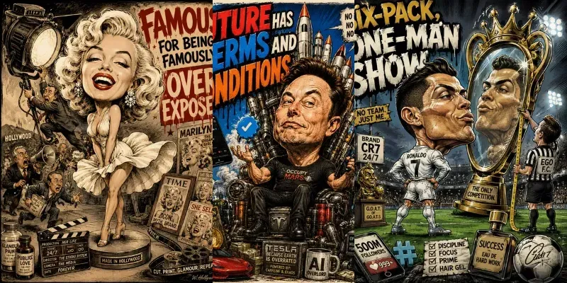 Cinematic Celebrity Caricature Posters generated by undefined