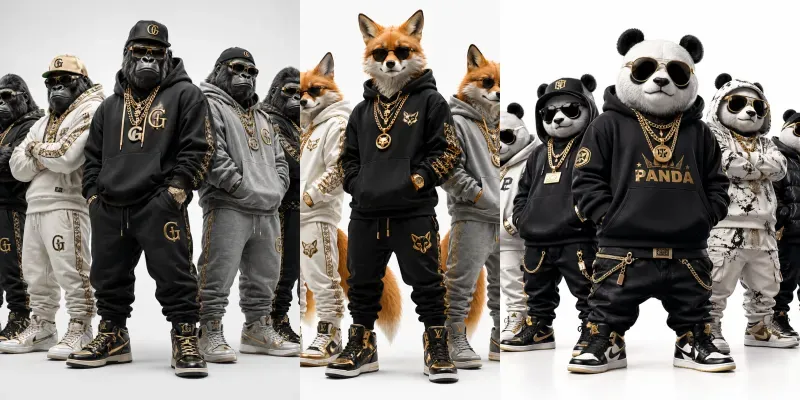 Luxury Streetwear Animal Crews generated by undefined