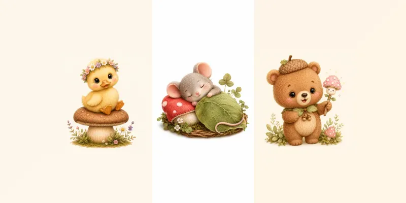 Cutest Cottagecore Woodland Cliparts generated by undefined