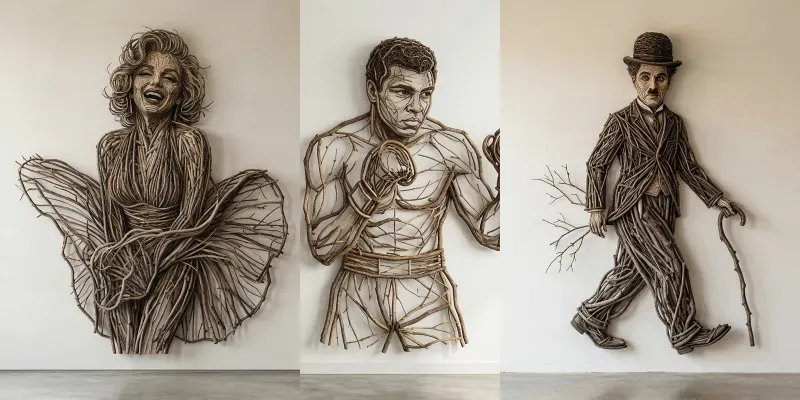 Branch Sculpture Portraits Art generated by undefined