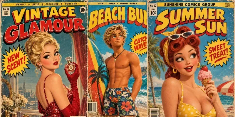 3D Vintage Comic Book Covers generated by undefined