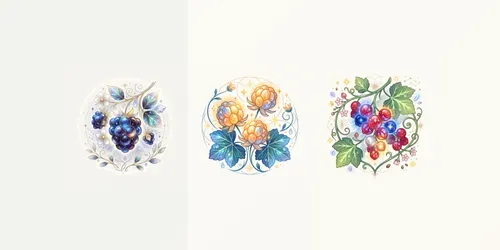 Modern Glowing Berries Emblems generated by gemini-image