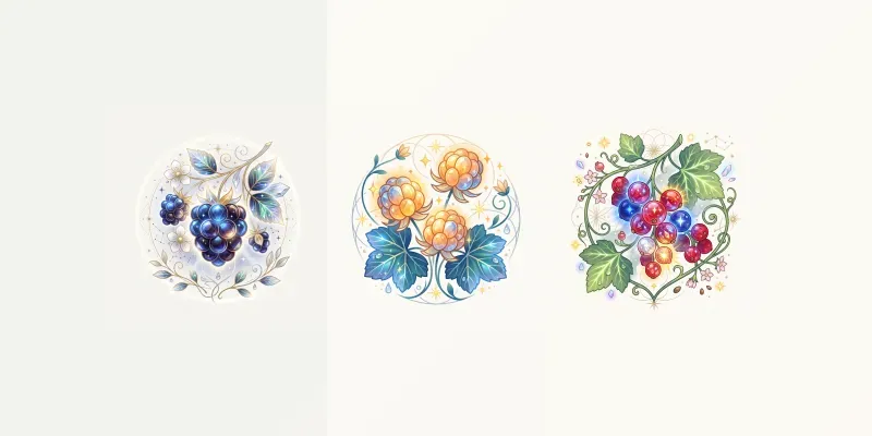 Modern Glowing Berries Emblems generated by undefined
