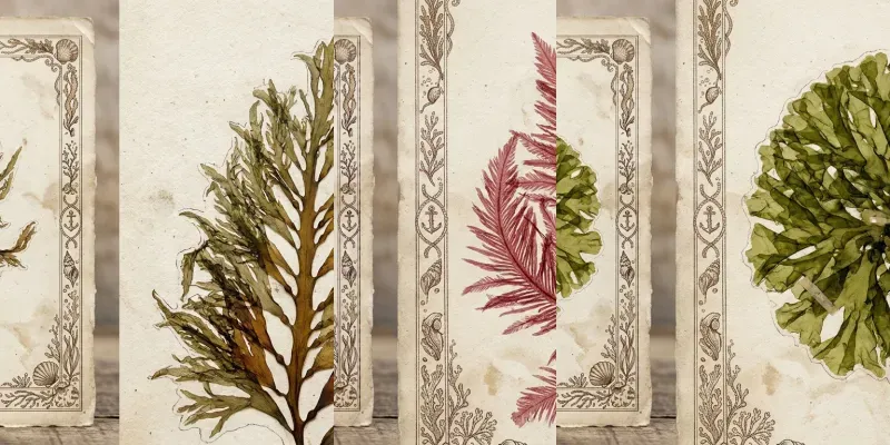 Vintage Seaweed Pressing Art