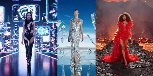 Surreal Setting Fashion Runway Shows generated by veo