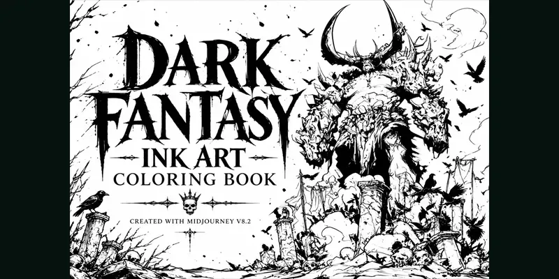 Dark Fantasy Ink Art Coloring Books generated by undefined