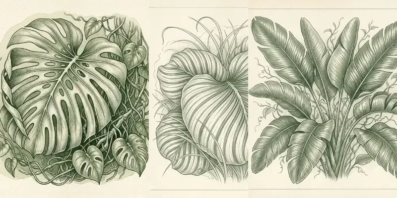 Vintage Tropical Botanical Leaf Studies generated by undefined