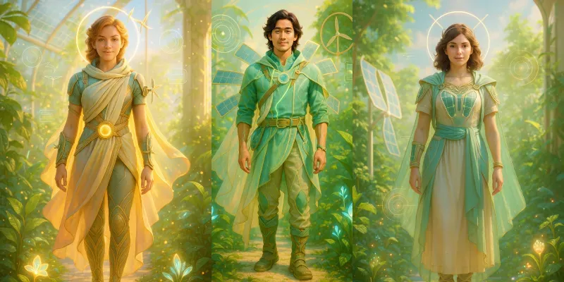 Solarpunk Guardian Reveal Posters generated by undefined