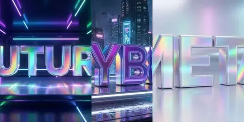 Holographic Chrome Text Generator generated by gemini-image