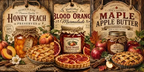 Vintage Farmhouse Fruit Preserve Tags generated by chatgpt-image