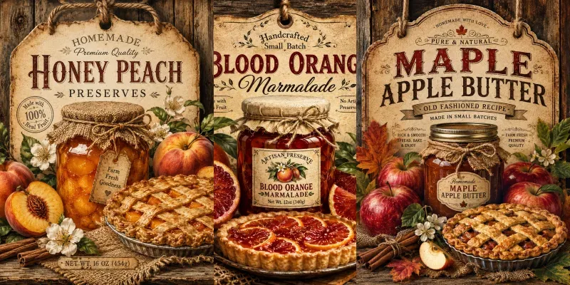 Vintage Farmhouse Fruit Preserve Tags generated by undefined