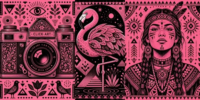 Bold Pink Tribal Graphic Illustrations generated by undefined