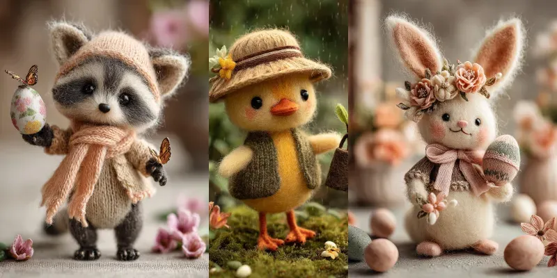 Spring Felt Animals Easter Clipart Cuts generated by undefined