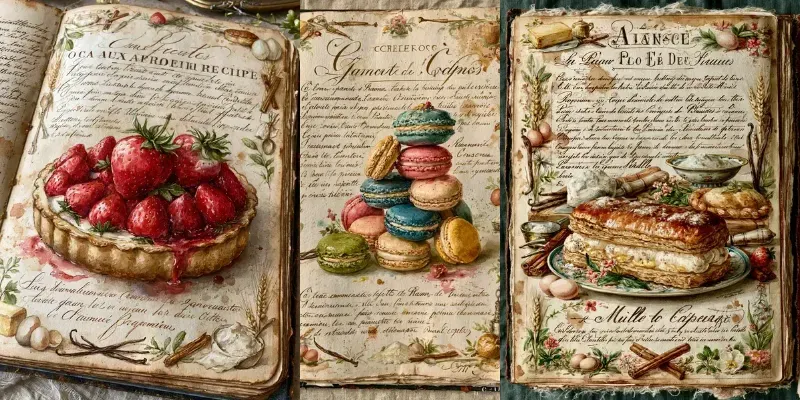 Vintage French Recipe Journal Pages generated by undefined