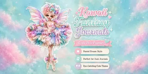 Magical Kawaii Fantasy Junk Journals generated by midjourney