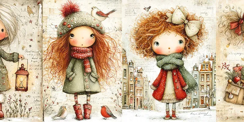 Whimsical Christmas Girl Junk Journals generated by undefined