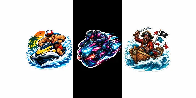 Cartoon Speedboat Stickers generated by undefined
