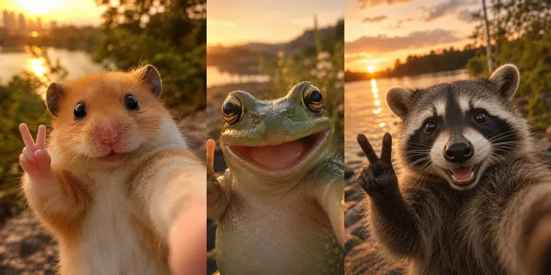 Cute Animal Selfies generated by undefined