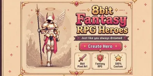 8bit Fantasy RPG Heroes generated by midjourney