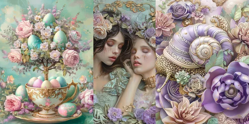 Ornate Pastel Fantasy Flora Art generated by undefined