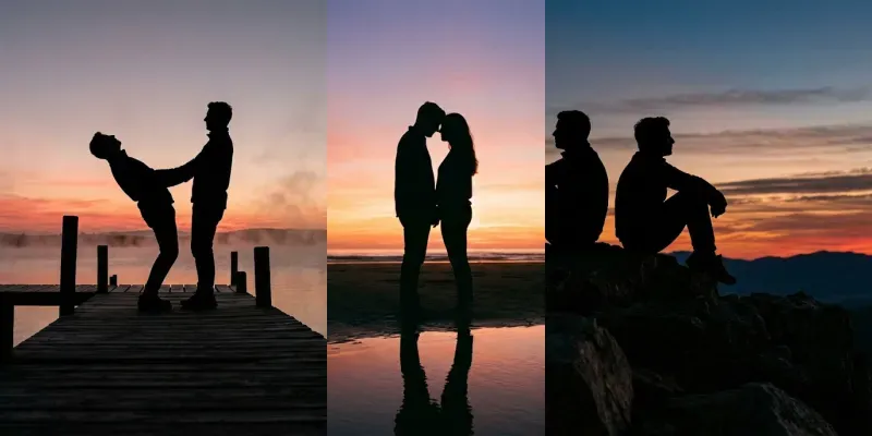 Backlit Couple Silhouette Photography generated by undefined
