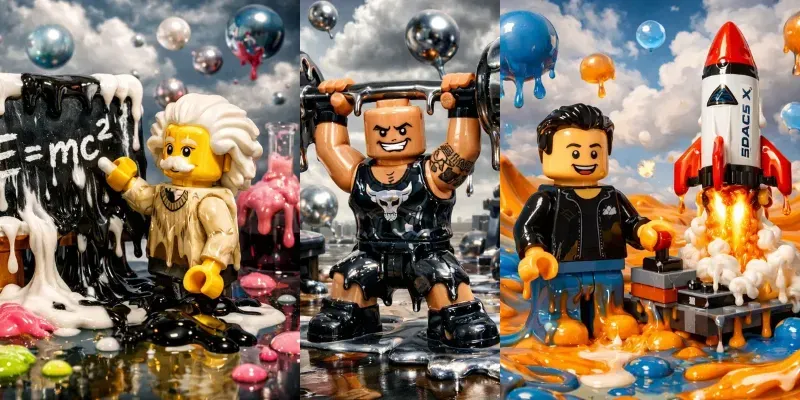 Melting Surreal Lego Celebrities generated by undefined