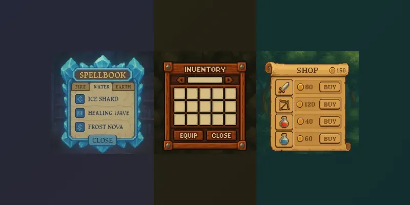 2D Game Pixel UI Interface Kits generated by undefined