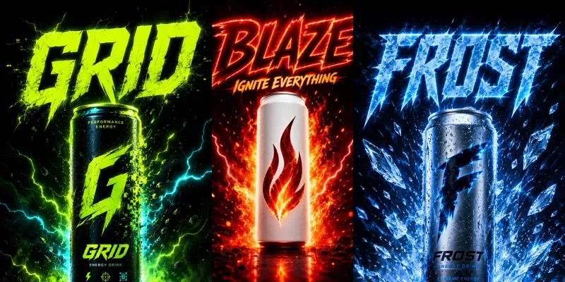 Energy Drink Brand Poster Neons generated by undefined