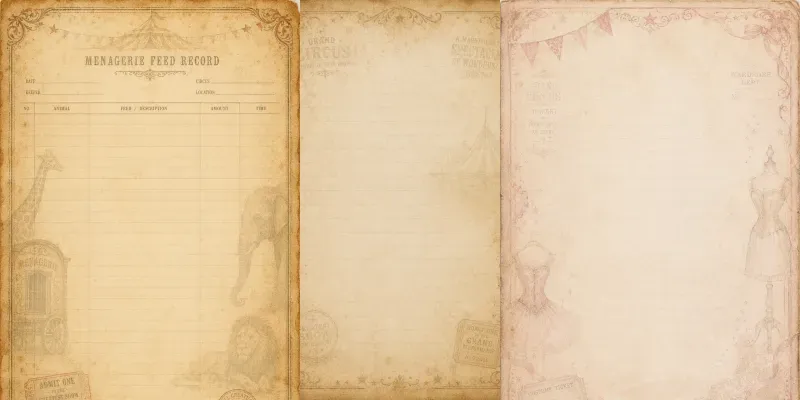 Circus Junk Journal Pages generated by undefined