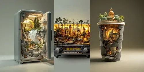 Free Surreal Double Composition Designs generated by flux