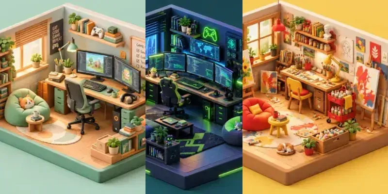 3D Isometric Micro Rooms