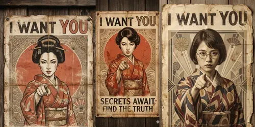 Japanese I Want You Poster Parodies generated by gemini-image