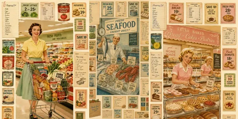 1960s Grocery Shopping Ephemera Sheets generated by undefined