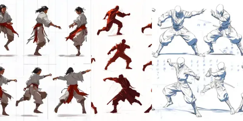Dynamic Action Pose Reference Sheets generated by undefined