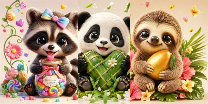 Cute Chibi Animal Characters generated by undefined
