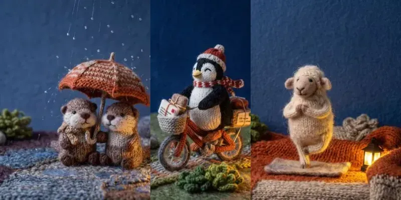 Cute Knitted Wool Miniature Scenes