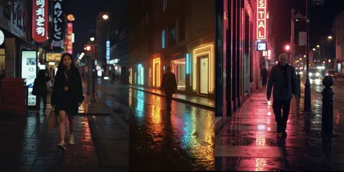 Moody Night Street Photography generated by leonardo