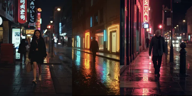 Moody Night Street Photography generated by undefined