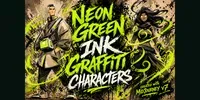 Neon Green Ink Characters midjourney prompt mini thumbnail