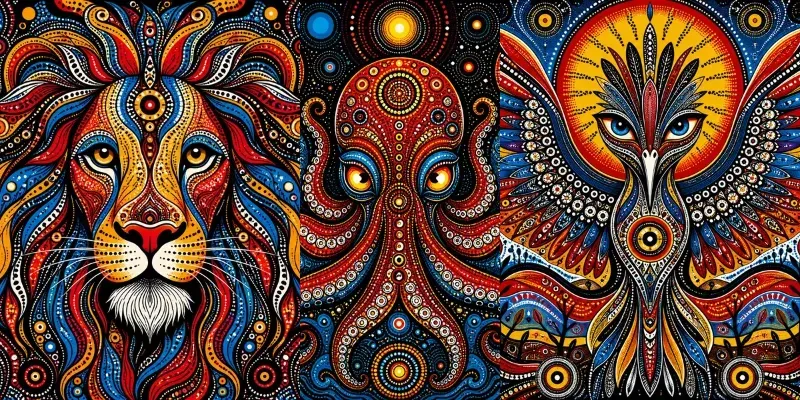 Vibrant Dotwork Pop Art Creatures generated by undefined