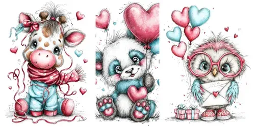 Cute Birthday Animal Clipart Illustrations generated by midjourney