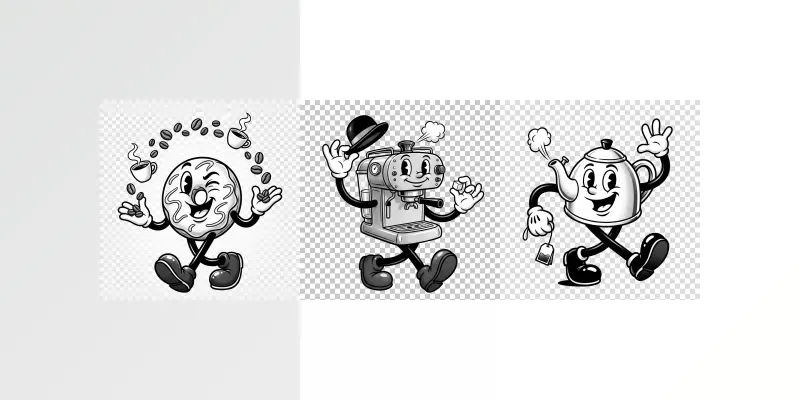 Vintage Rubber Hose Cafe Mascot Cliparts generated by undefined
