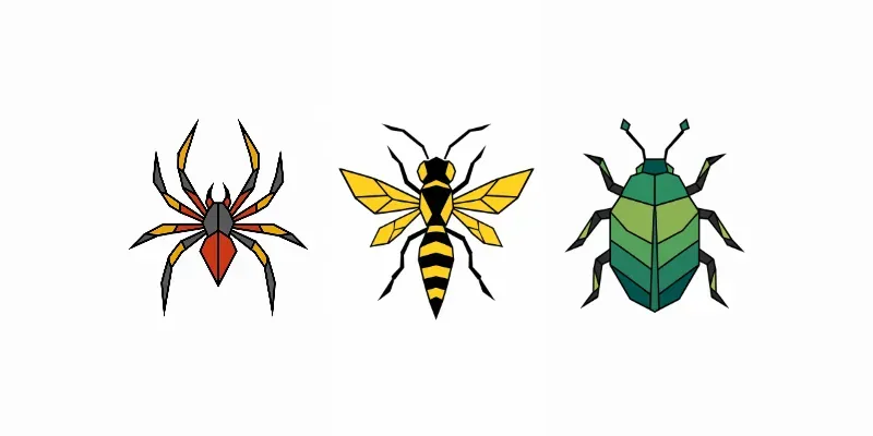 Geometric Vector Insect Icons
