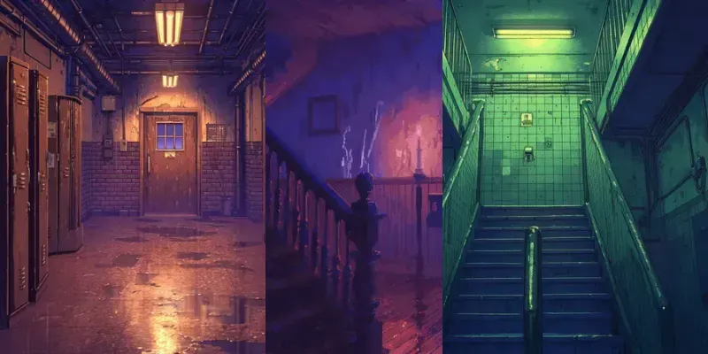 1990s Horror Sound Novel Backgrounds generated by undefined