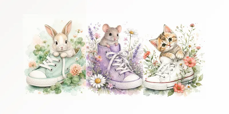 Whimsical Watercolor Canvas Shoe Art generated by undefined