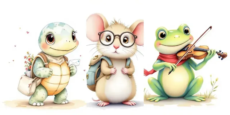 Cute Watercolor Illustrations Cute Animals generated by undefined
