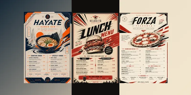 Futurist Motion Food Menus generated by undefined