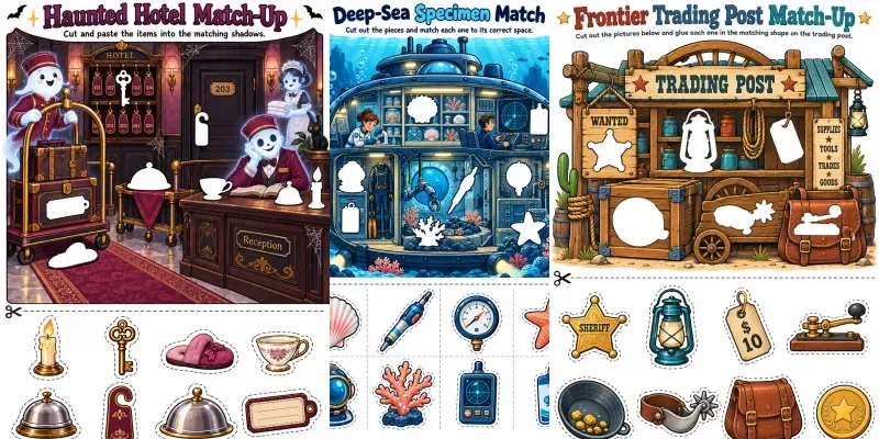 Cut And Paste Visual Matching Worksheets