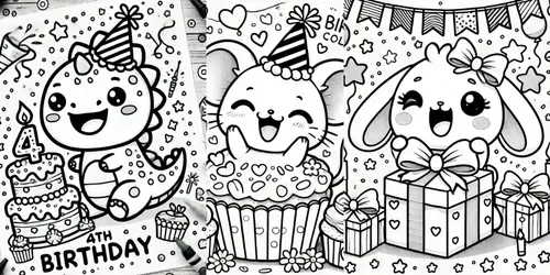 Cute Birthday Coloring Pages generated by dalle