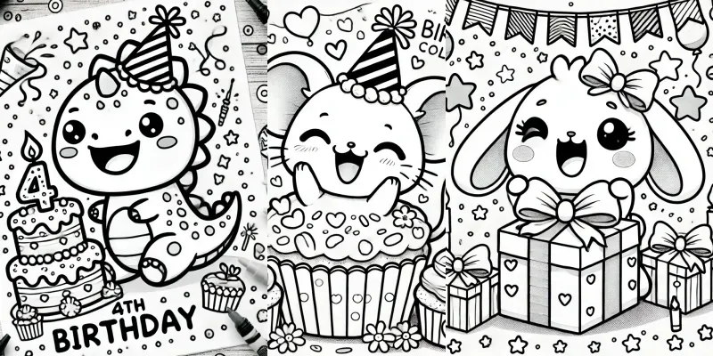 Cute Birthday Coloring Pages generated by undefined